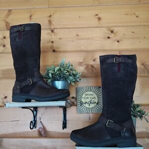UGG THOMSEN 1005268 Snow Waterproof Riding Boots Leather Suede Stout Brown Sz 8